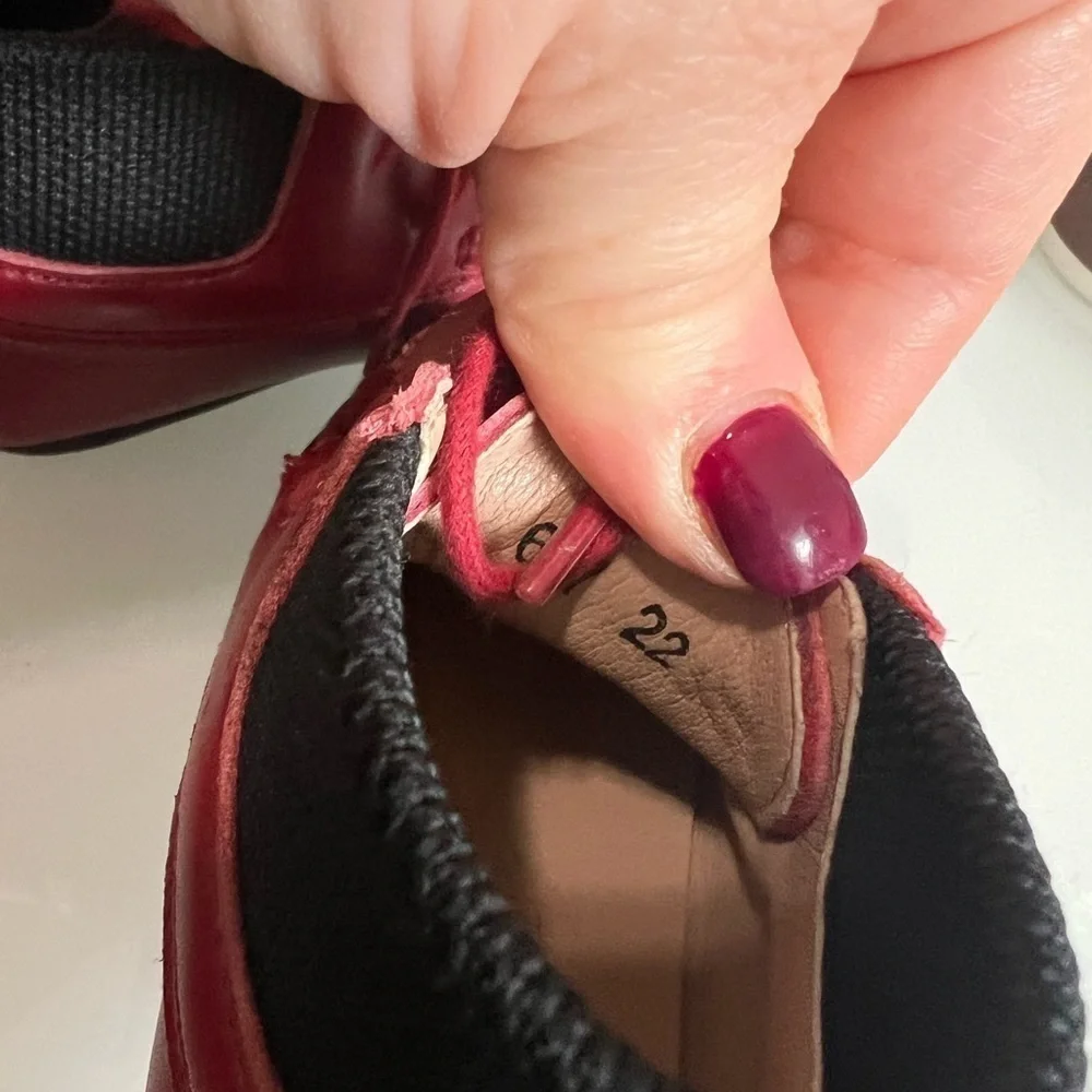 Emerald Red Baby Bootie Shoes Lace Up Size 22 Leather US 6